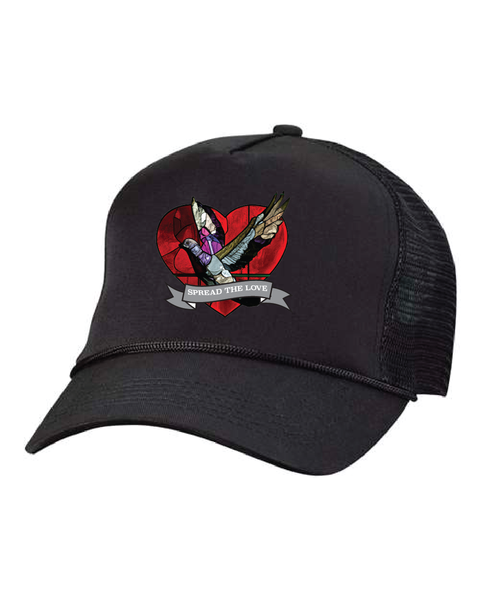 The spread the love trucker hat in black